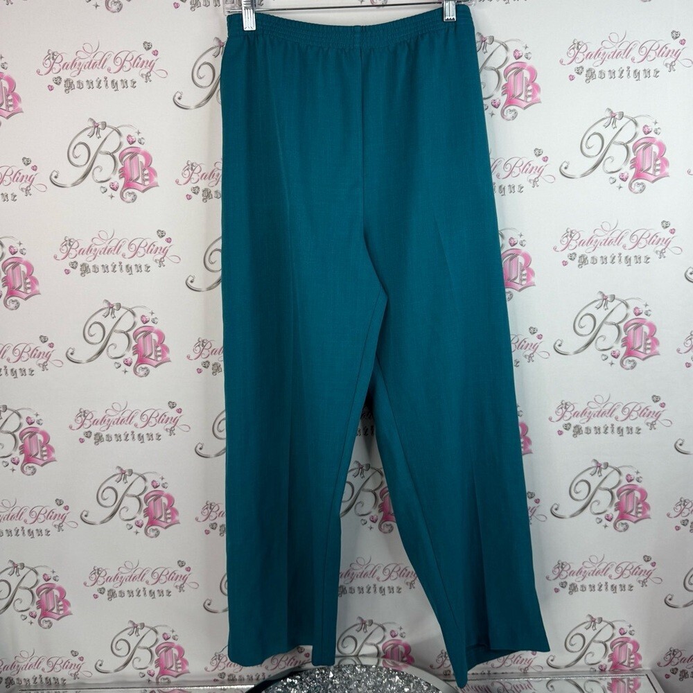 Tradition pants bright blue pleated details blue Teal Women's Pants